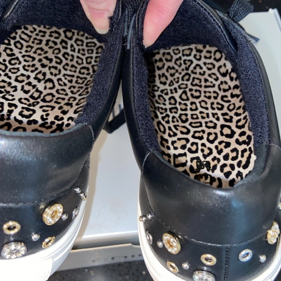 NIB Chico’s Black w/ Gold & Silver Metallic Rivets, Beads, Pave ILIMA Sneakers - Picture 9 of 15